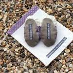 Baby booties, Purple spots ..