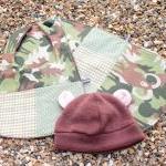 Bib, burp cloth and hat set..