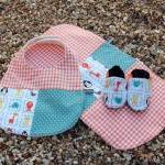 Bib, burp cloth and bootie ..