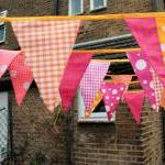 Fabric bunting - pink and o..