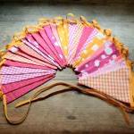 Fabric bunting - pink and o..