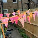 Fabric bunting - pink and o..