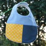 Baby bib - blue and yellow ..