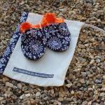 Baby booties, navy and whit..