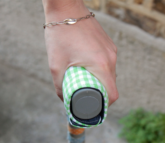 Crutch Handle Covers (pair) - Reversible navy, green gingham