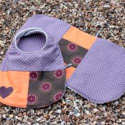 Baby bib and burp set - (purple and orange)