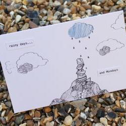 Rainy days and Mondays card (detailed doodles range)