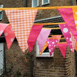 Fabric bunting - pink and orange, 6m / 19.5'